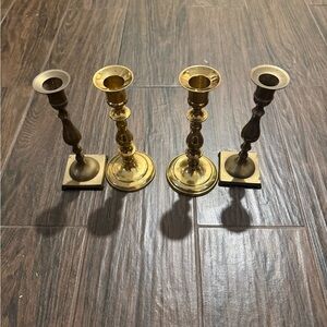 Brass Candlestick Set - Classic Gold and Bronze Home Accent